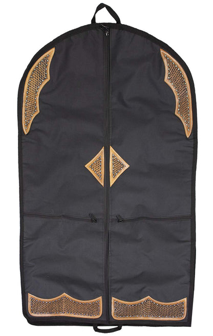 Tahoe Premium Durango Western Garment Carry and Storage Bag - Three Layer Waterproof Padded Construction - Hand Tooled Basket Weave Leather Accents