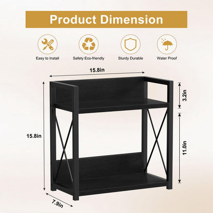 Giikin Kitchen Countertop Organizer, 2 Tier Coffee Bar Organizer, Black Spice Rack for Counter, Kitchen Counter Shelves, Particleboard, Large Size (15.8" L x 7.9" W x 15.8" H), Black