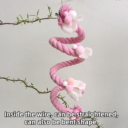 Bird Toys, Rope Perch for Parrots, 39.3 Inches Long, Brightly Colored Handmade Chew Toy, Spiral Design Bird Cage Climbing Rope for Lovebird Conure Quaker Budgie Cockatiel (Yellow)