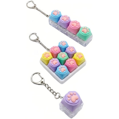 yuyingji Keyboard Fidget Keychain Set | Clicker Fidget Toy with Mechanical Keycap Feel | Sensory Stress Relief for Adults & Teens | Office Desk Gift