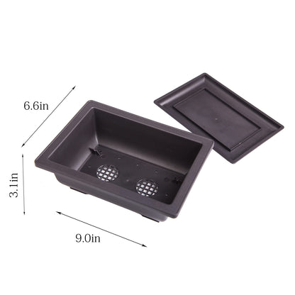 C CRYSTAL LEMON Bonsai Training Pots with Drip Trays, 3-Pack, 9” L x 6.7” W x 3” H Rectangular Plastic Planters with Drainage Holes & Mesh Screen, for Bonsai, Succulents & Cactus (Large)