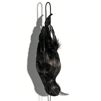 CYTGOUPER Realistic Hanging Dead Crow Decoys,12 Inch Large Lifesize Fake Crow Hunting Bait,Black Feathered Crows Decoy Figuring for Garden Halloween Decor Birds Party Props
