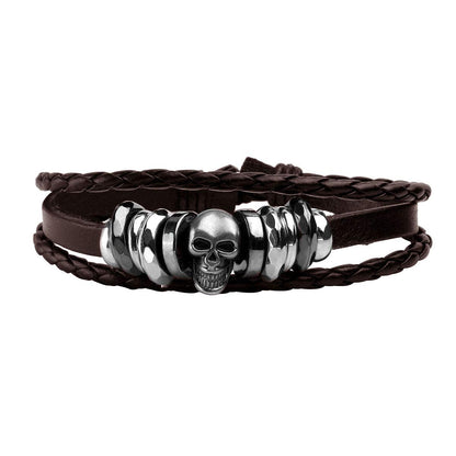 Eigso 6 Pcs Leather Bracelet Braided Wide Wristband Women Men Punk Rock Jewelry Skull