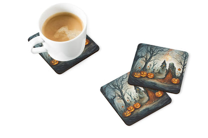 Caroline's Treasures The Weeping Woman Spooky Halloween Foam Coaster Set of 4 Cup Coasters for Indoor and Outdoor, Coaster for Tabletop Protection, Anti Slip, Mouse pad Material