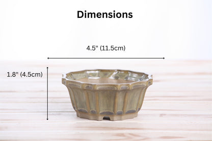 Willow Bonsai Ceramics Flower Design Bonsai Pot 4.5 Inch – Elegant Ceramic Bonsai & Succulent Planter, High‑Fired Frost‑Proof Stoneware with Drainage & Wiring Holes, Handmade in USA (Copenhagen)