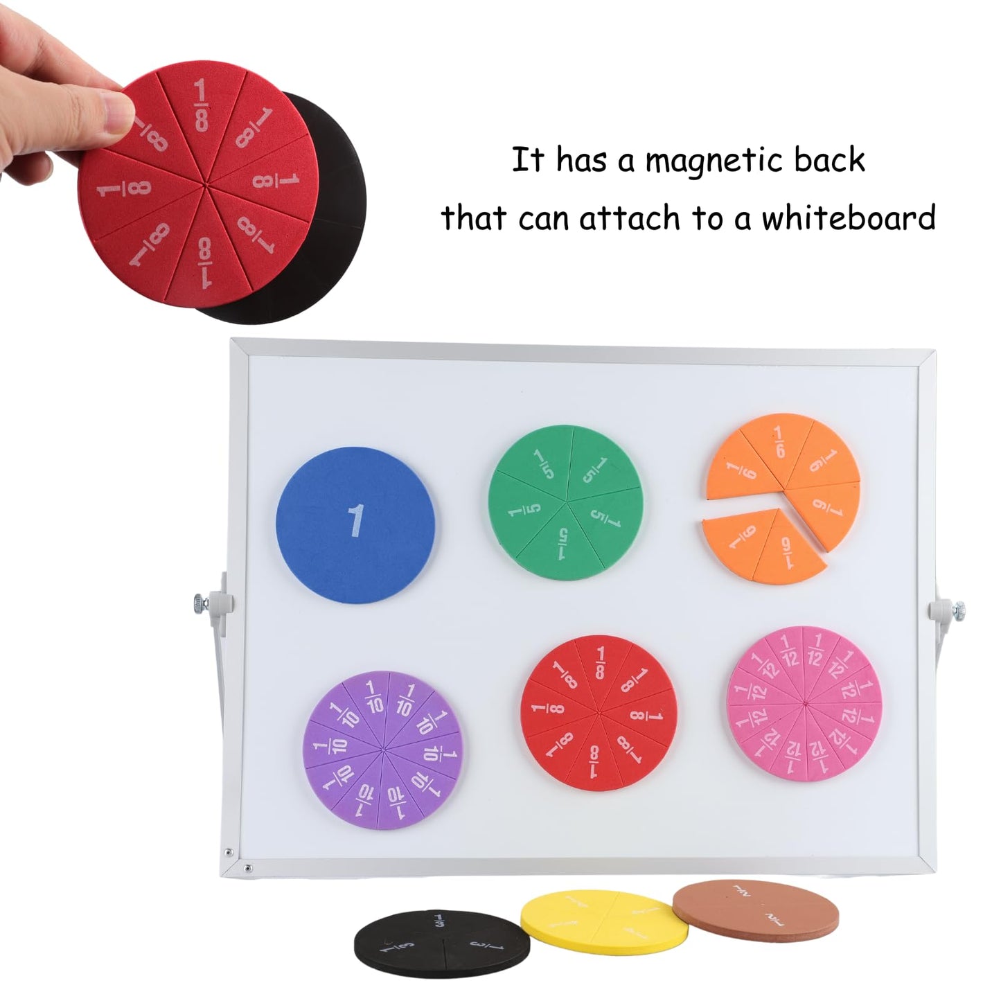 EHR Magnetic Fraction Circles Classroom Set, Fraction Math Manipulatives for Small Group Learning, Hands-On Elementary Math Teaching Tools, 6 Sets