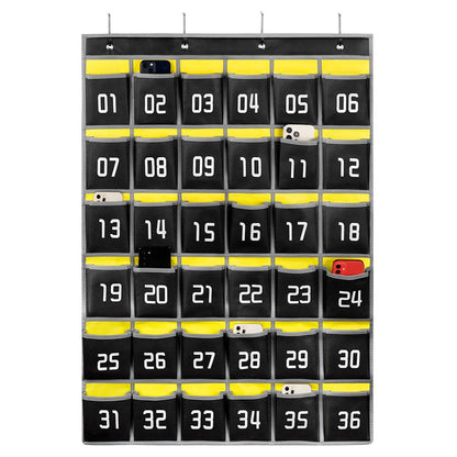 Loghot Classroom Accessories Closet Pocket Chart for Cell Phones Holder Wall Door Hanging Organizer (36 Pockets Black)