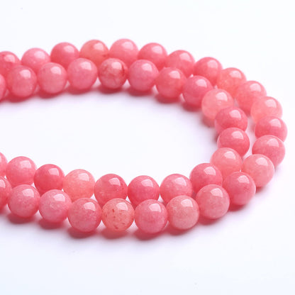 75PCS 10MM Natural Stone Pink Jade Beads Rhodochrosite Chalcedony Beads for Jewelry Making DIY Bracelet 2 Strands