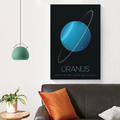 LGDSBHH Minimalist Uranus Solar System Canvas Wall Art - Educational Space Planet Poster - Science Classroom & Kids Bedroom Decor - 12x18 Inch (Unframed)