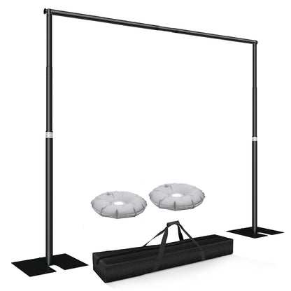 Qoolfoto Pipe and Drape Backdrop Stand Kit 10x10ft, Heavy Duty Back Drop Adjustable Stand with Carry Bag, Metal Background Frame for Parties Wedding Birthday Decoration Photography Photo Booth Video