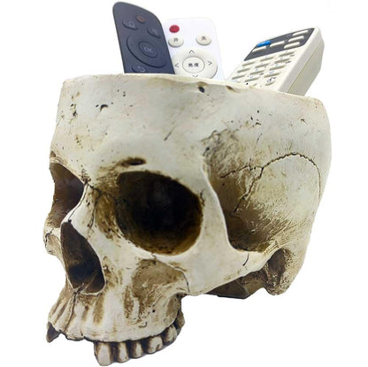 CUZOKOLA Larger 6.9" Human Skull Candy Dish with Lid,Big Skull Candy Jar,Skull Head Decor Statue Resin Mold for Halloween Skull Candy Bowl,Skull Home Decoration,White Skull Skeleton Bowl Sculpture