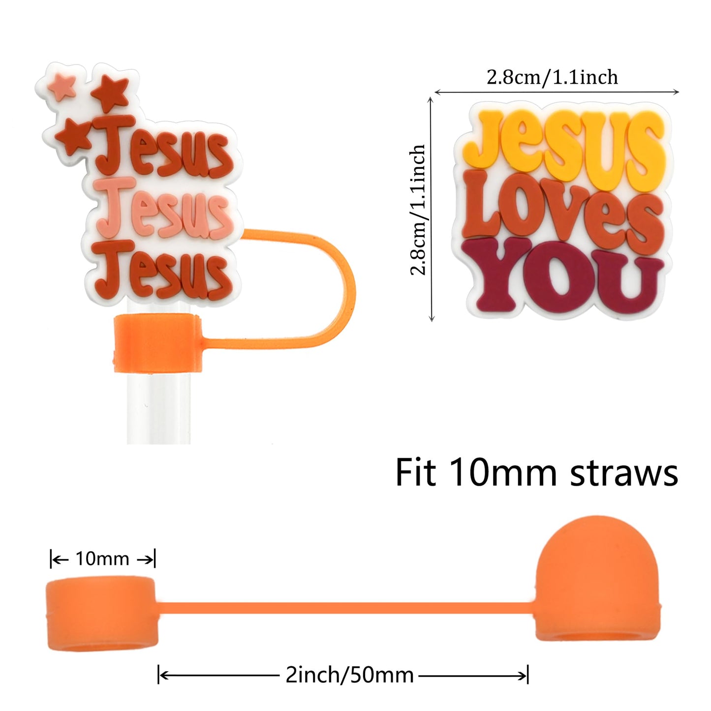 30 Pack Jesus Straw Covers Cap for Tumblers, 10mm Cute Dust-Proof Straw Topper for Water Bottles Stanley Cups Accessories Gifts For Women Party Favors