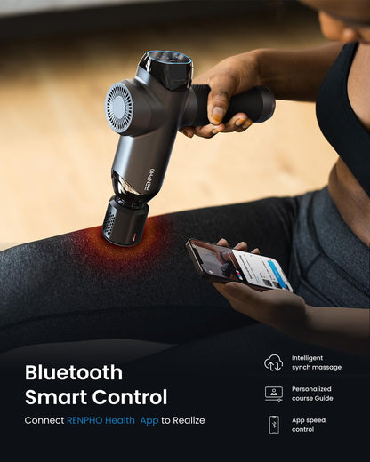 RENPHO Massage Gun Deep Tissue with 12mm Amplitude, Percussion Muscle Massage Gun, Portable Electric Handheld Massager Gun, LED Touch Display Carry Case Power