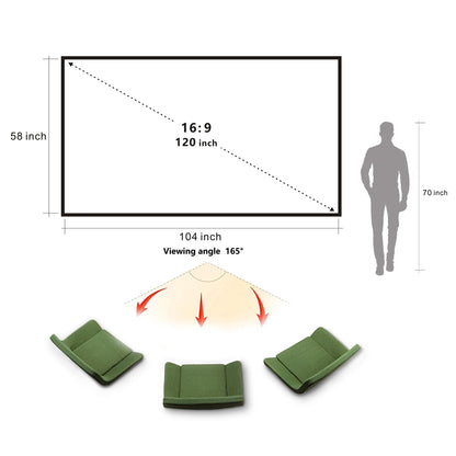 Portable Projector Screen 120 inch with Stainless Telescopic Pole Frame