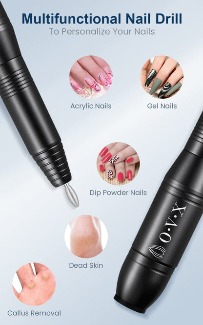 Portable Electric Nail Drill Machine, Professional 20000 RPM USB Manicure Pedicure Drills for Acrylic Nails Gel Polishing Shape Tools