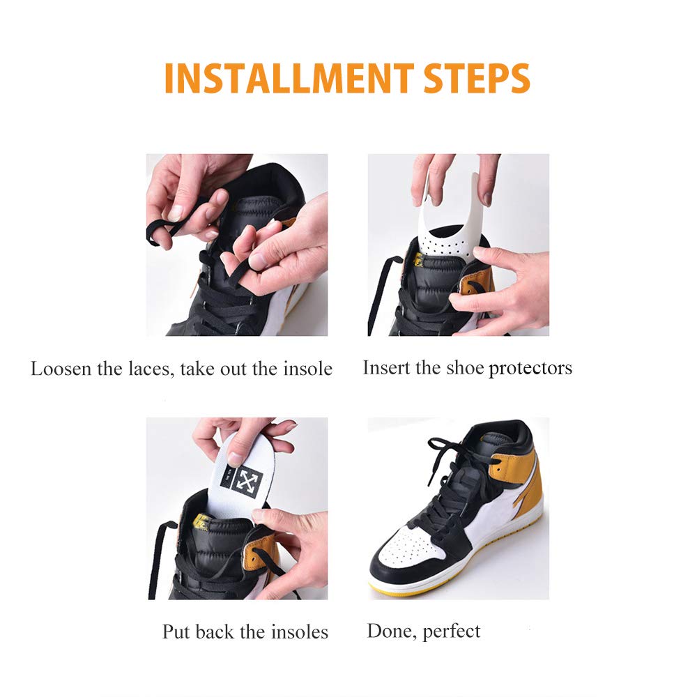 Miiooan Shoe Crease Protectors, 3 Pairs Sneaker Toe Box Wrinkle Protector Men’s 7-12/ Women’s 5-8 (2White &1Black)