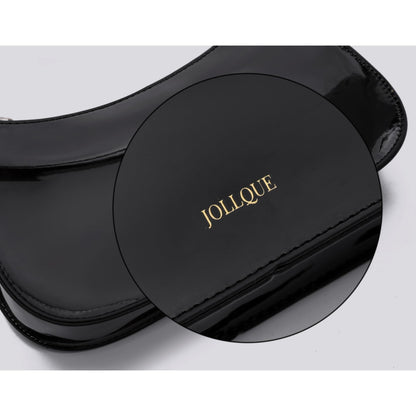JOLLQUE Small Shoulder Bag for Women, Small Under the Arm Patent Leather Purses, Mini Purse Clutch Y2k Jelly Handbag Zipper Square Satchel Crossbody Bags(Black)