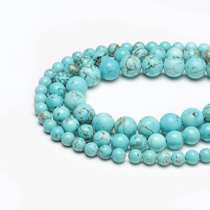 35pcs 10mm Natural Turquoise Gemstone Beads Energy Healing Crystal Round Loose Stone Beads for Jewelry Making, DIY Bracelets Necklaces