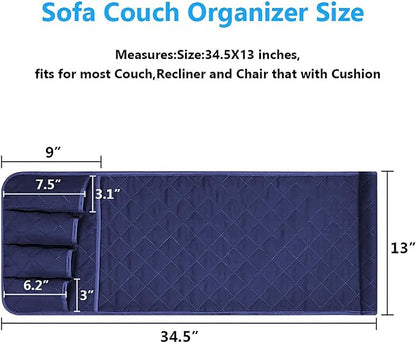 Armchair Caddy for Recliner, Couch Caddy Storage Organizer with 5 Pockets, Non Slip Sofa Arm Organizer for Remote Controls, Phone, Magazines, Tablet (Blue)