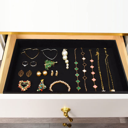 JETEHO Velvet Jewelry Tray for Drawers Black Jewelrys Display Tray Stackable Jewelry Organizer Trays for Necklace Bracelet Ring Watch (1, Black)