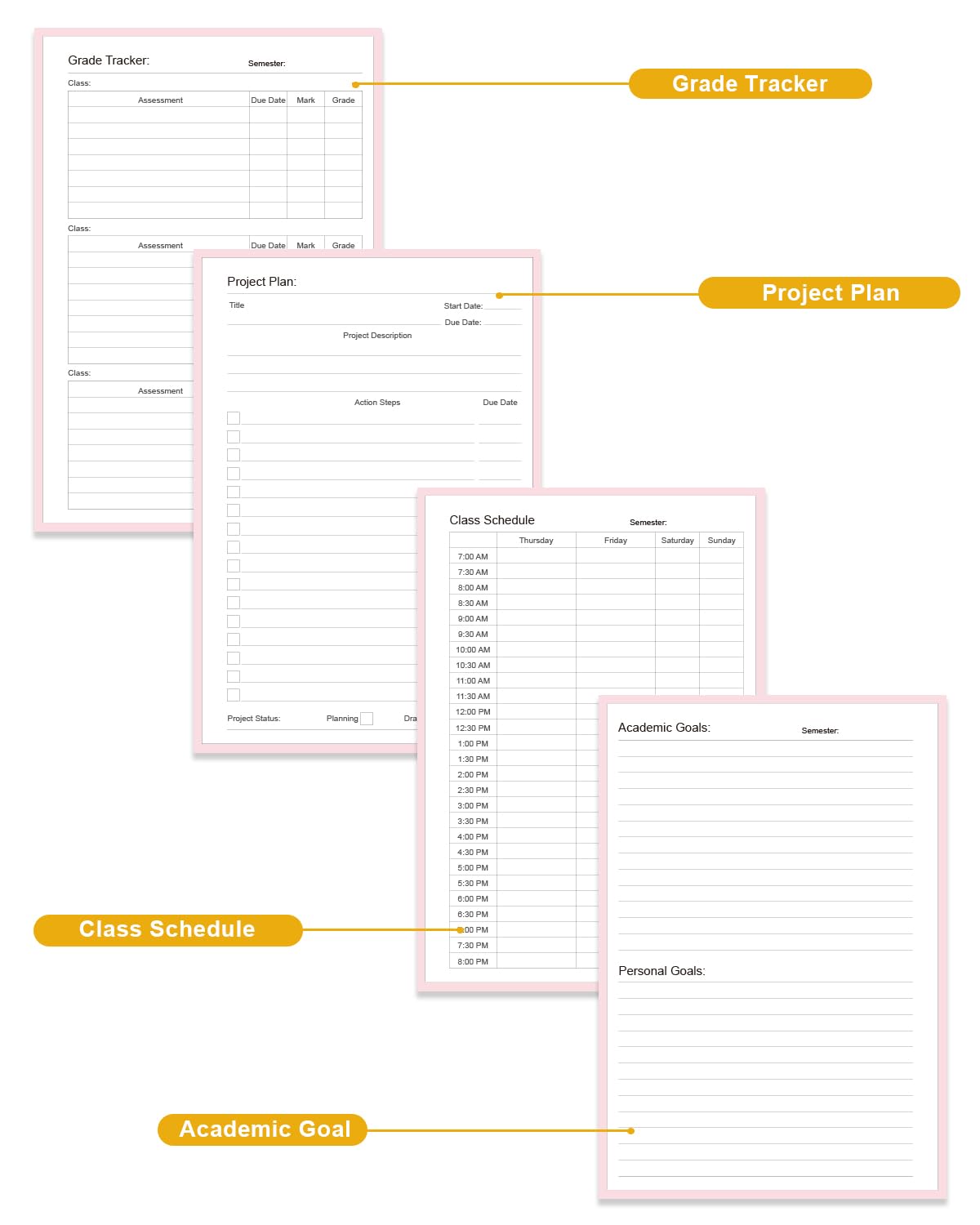 Academic Planner for 2026-2027 or Anytime – 5.8" x 8.5" Undated Weekly Student Planner For Homeschool, High School, College & Nursing Students, 200 Pages, Pink