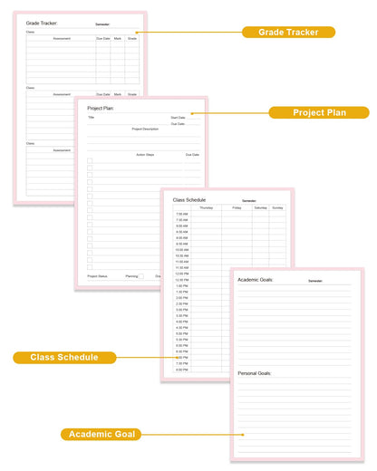 Academic Planner for 2026-2027 or Anytime – 5.8" x 8.5" Undated Weekly Student Planner For Homeschool, High School, College & Nursing Students, 200 Pages, Pink