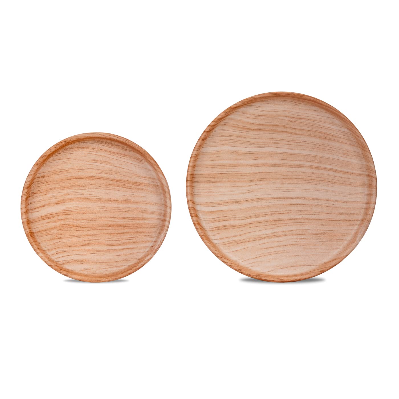 Ceramic Plant Saucer | Plant Trays for Indoors | Drip Tray | Plant Pot Saucers (4.5in + 5.75in, Wooden Grain)