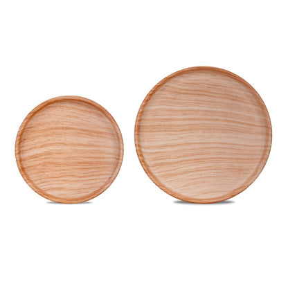 Ceramic Plant Saucer | Plant Trays for Indoors | Drip Tray | Plant Pot Saucers (4.5in + 5.75in, Wooden Grain)