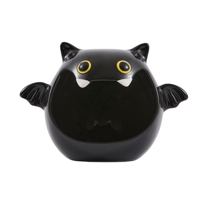 Bico Black Bat Ceramic Candy Bowl Holder with Large Opening, Dish for Candy, Cookie, Candles, Halloween Decoration, Day of The Dead Decor