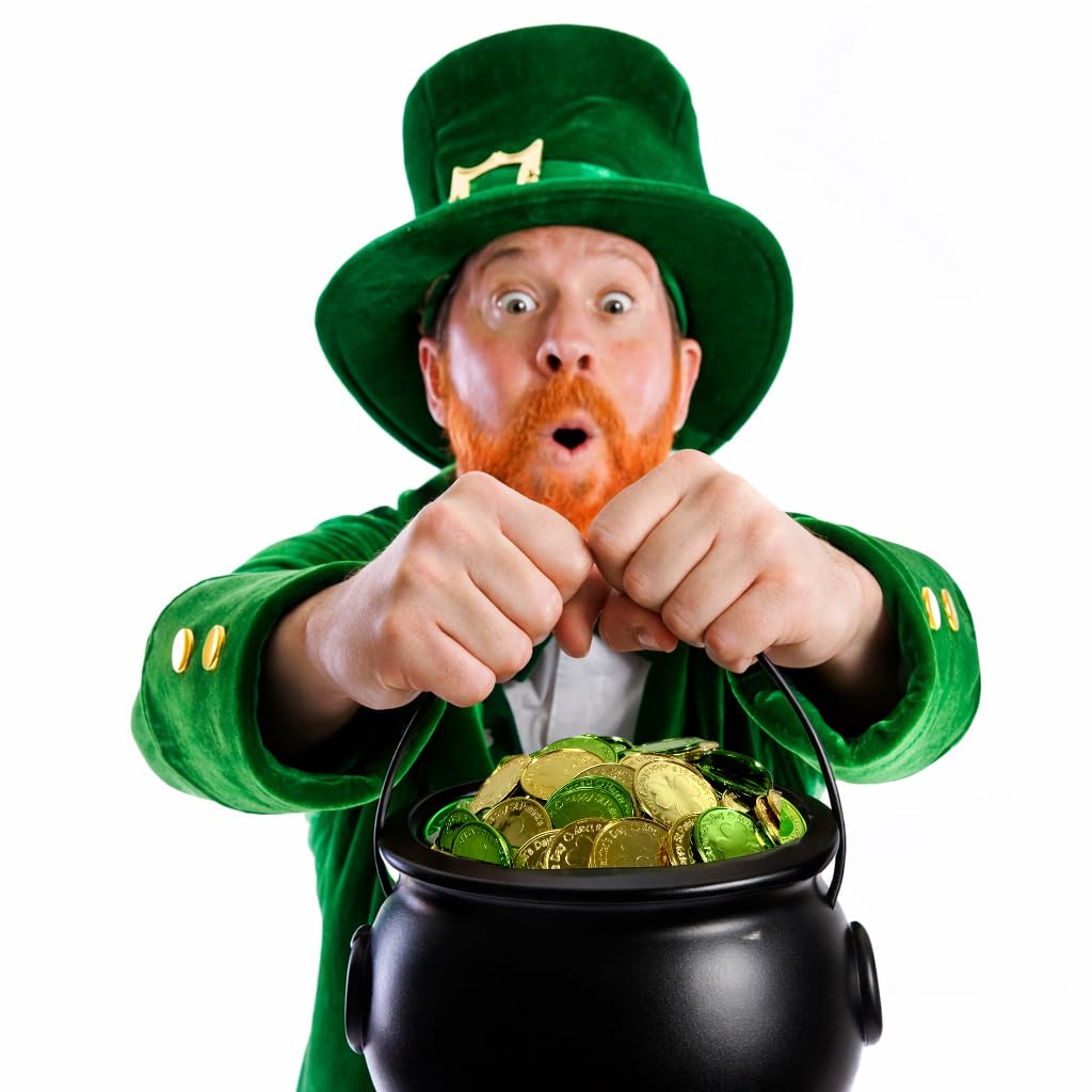 GiftExpress 8" Black Cauldron Bucket – Halloween Candy Bowl, Trick or Treat, St. Patrick's Pot of Gold Decor, Witch Kettle for Party Supplies