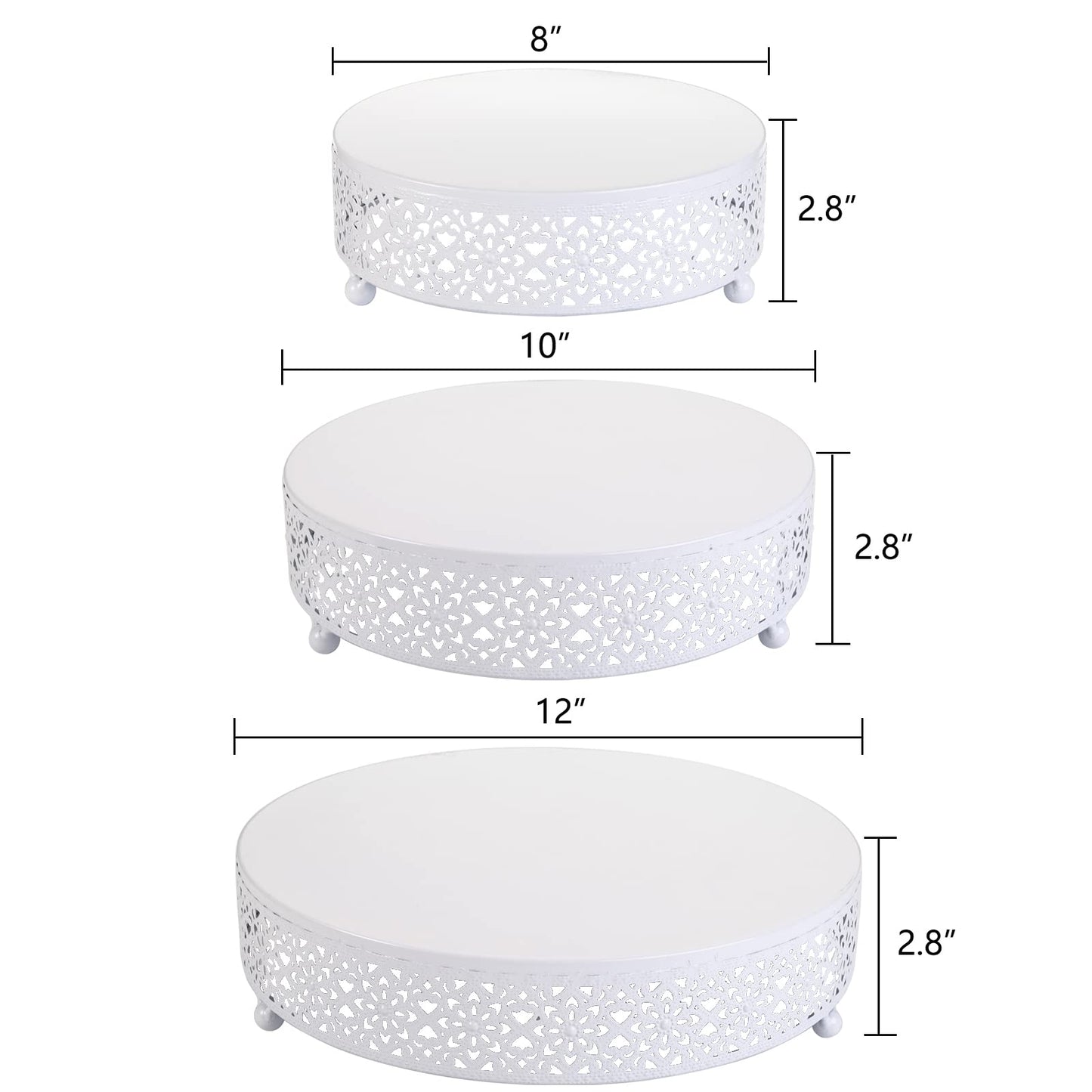Hedume Set of 3 Cake Stand, Dessert Display Cupcake Stands, Round Metal Cake Stands, Cupcake Pastry Candy Display Plate for Wedding, Event, Birthday Party