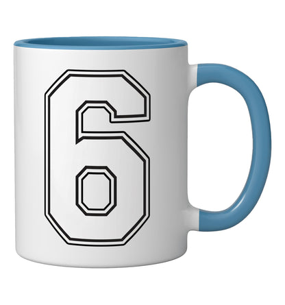 Halloween Number 6 Matching Meme Costume Men Women Kids Ceramic Mug, Blue/White