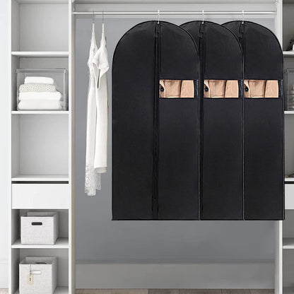 DOTUHAO Garment Bag, 24'' x 55'' Suit Bag, 4 Packs, Dress Bags for Gowns, Garment Bags for Travel, Travel Garment Bag, Garment Bags for Hanging Clothes, Washable Suit Cover for Suits, Coats (Black)
