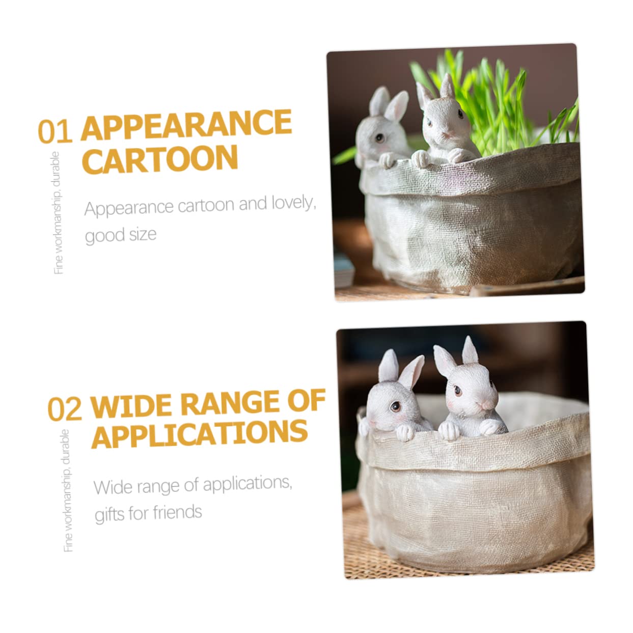 FUNOMOCYA Bunny Succulent Planter Cute Resin Pot with Simulated Rabbit Design for Home Decor Indoor Plants and Garden Adorable Animal Flowerpot for Cactus and Succulents