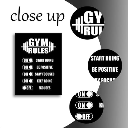 YSPCSUN Motivational Gym Posters For Home Workout Room Decor Inspirational Fitness Rules Canvas Wall Art Barbell Signs For Weightlifting Bodybuilding Garage Ready To Hang 24x18 Inch