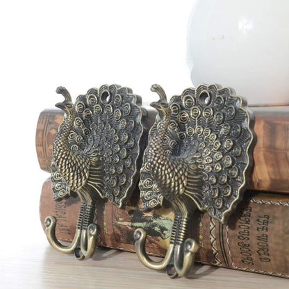 Ailejia 1Pair Peacock Curtain Holdbacks Zinc Alloy Wall Hook Hanging Ball Straps Wall Mounted Curtain (Bronze)