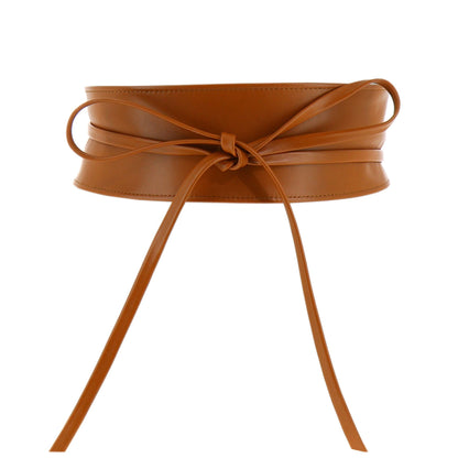 FASHIONGEN - Woman Italian leather Obi belt, CASSIANE - Camel, S-M
