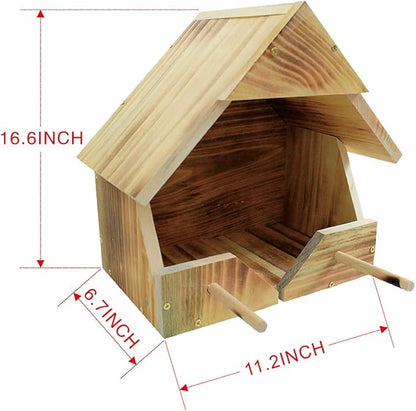 Robin Nesting Box - Premium Handmade Solid Wood Bird House for Outdoors | All-Weather Garden Gift to Attract Robins, Blackbirds, Wagtails | Easy to Mount & Clean