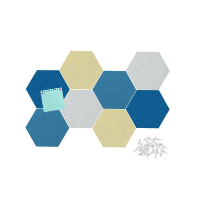 Afumazi Felt Bulletin Board Tiles, 8 Pcs Hexagon Wall Tiles with Removable Adhesive, 7.9×6.9 Inch Cork Pin Board for Classroom, Home, Office (Set A, Middle)