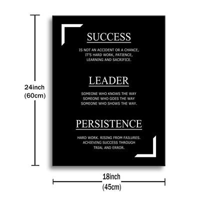 Inspirational Canvas Wall Art Success Leader Persistence Office Poster Print Motivational Picture Painting for Living Room Class Room School Wall Decoration Stretched and Framed [18''Wx24''H]