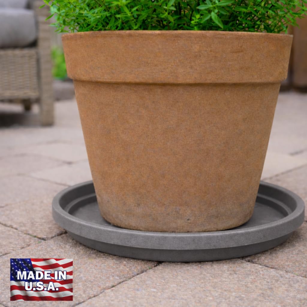10 Inch Plant Saucer 6 Pack – Heavy Duty Plastic Plant Tray for Pots, Indoor & Outdoor Planter Saucers, Plant Drip Tray for Water Drainage, Durable, UV Resistant, Made in USA (Slate Gray)