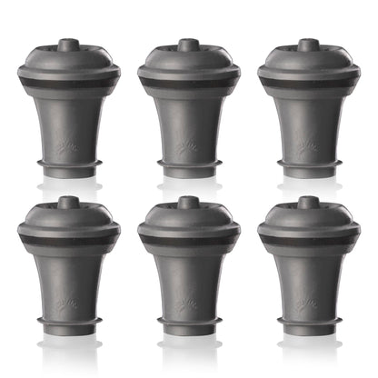 Vacu Vin Wine Stopper Set – 6 Pack Wine Bottle Stopper Cork Alternative – Vacuum Wine Stoppers for Wine Bottles – Reusable Rubber Bottle Stoppers for Wine Saver Pump – Gray