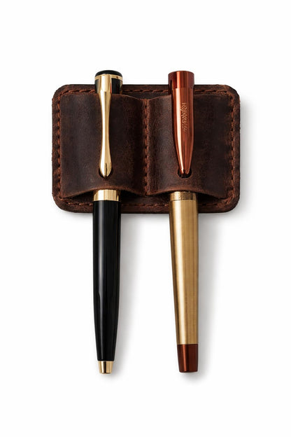 PavinCrafter Handmade Leather Pen Holder Clip for Notebook & Journal – Stylish Pen Loop Organizer for Pens & Pencils, Portable Leather Pen Holder for Planners & Books (Brown)
