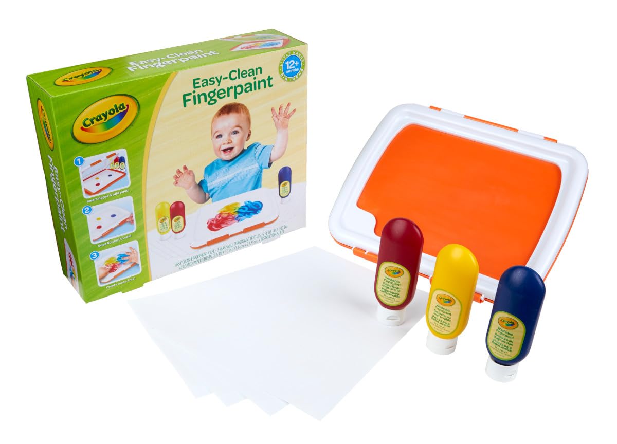 Crayola Mess Free Finger Painting Station – Washable Finger Paint for Toddlers, Spring Arts & Crafts Set, Sensory Activity, Travel Toy, Ages 1+
