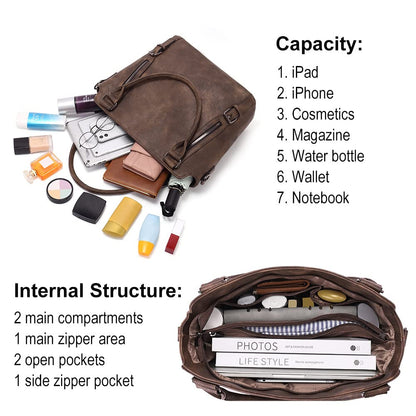 CLUCI Purses for Women Vegan Leather Hobo bag Large Handbag Shoulder Bag with Adjustable Strap Dark Coffee