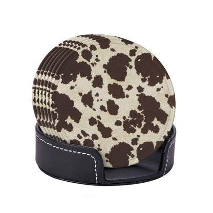 6 Pack Cute Cow Print Coasters, 4 inch Cow Print Coasters with Holders, Cute Cow Coasters for Women Men
