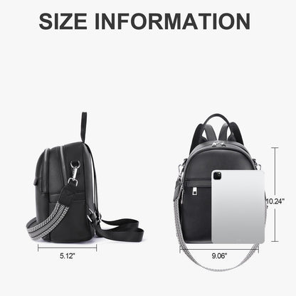 Lexiyat Small Backpack Purse for Women Leather Mini Convertible Designer Backpack Travel Shoulder Fashion Bag Black