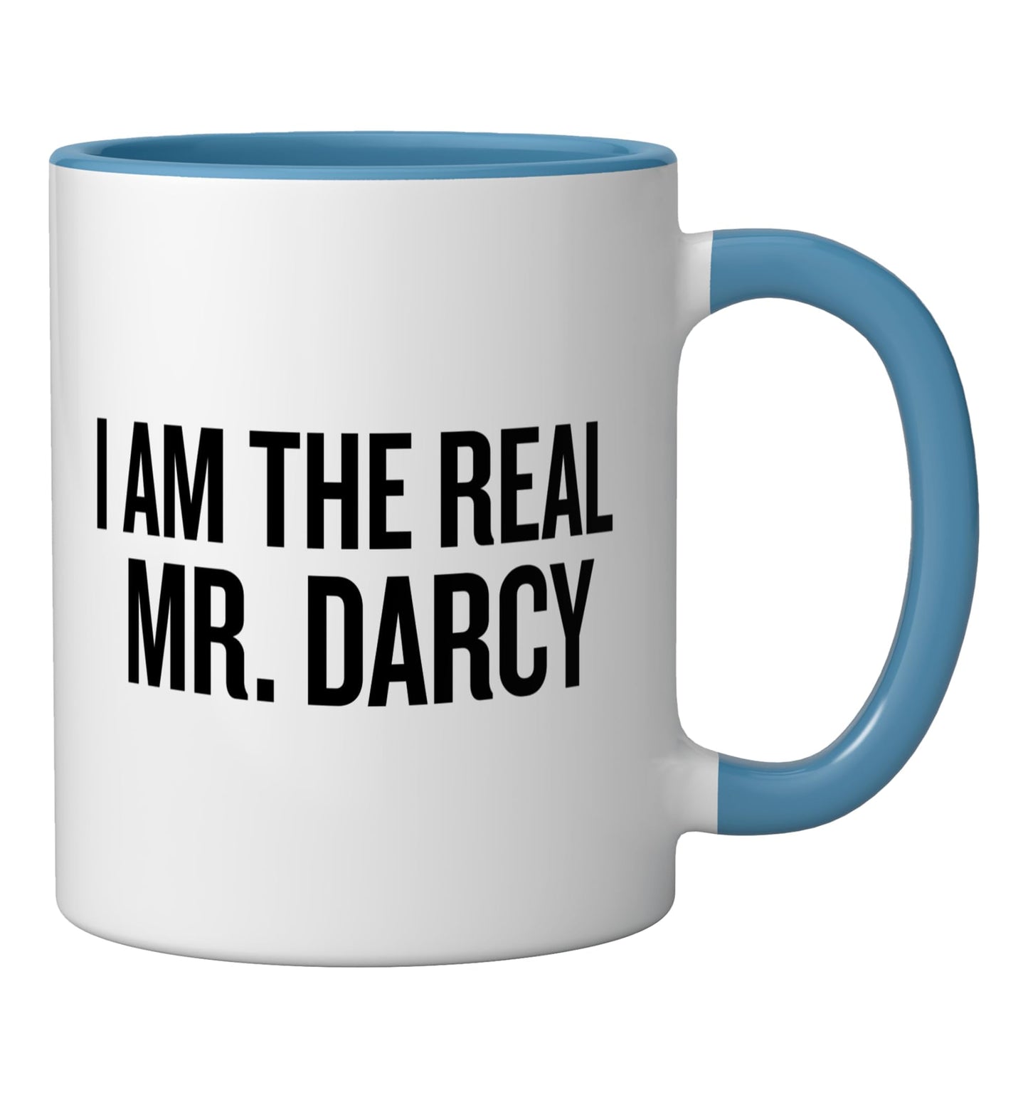 I Am The Real Mr Darcy T-shirt Halloween Christmas Funny Coo Ceramic Mug, Blue/White