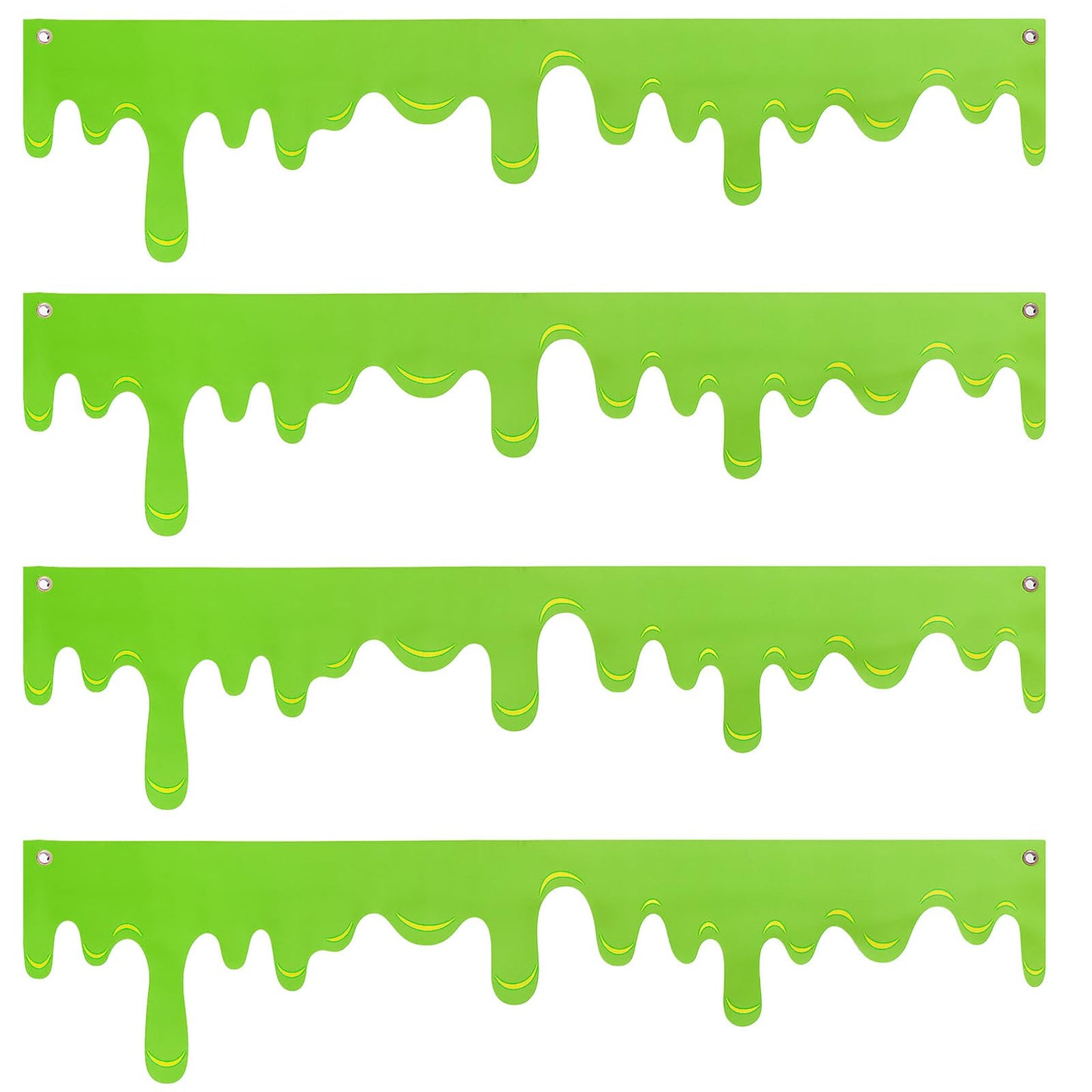 Panelee 4 Pack Halloween Green Slime Banner 51.2 x 13 Inch Halloween Themed Party Hanging Backdrop Decoration Slime Roof Fence Signs Decor for Indoor Outdoor Eaves Doorways Windows Balcony (Green)