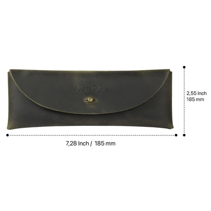 Londo Genuine Leather Retro Pen and Pencil Case - Metal Snap Fastener, Pencil Pouch Stationery Bag